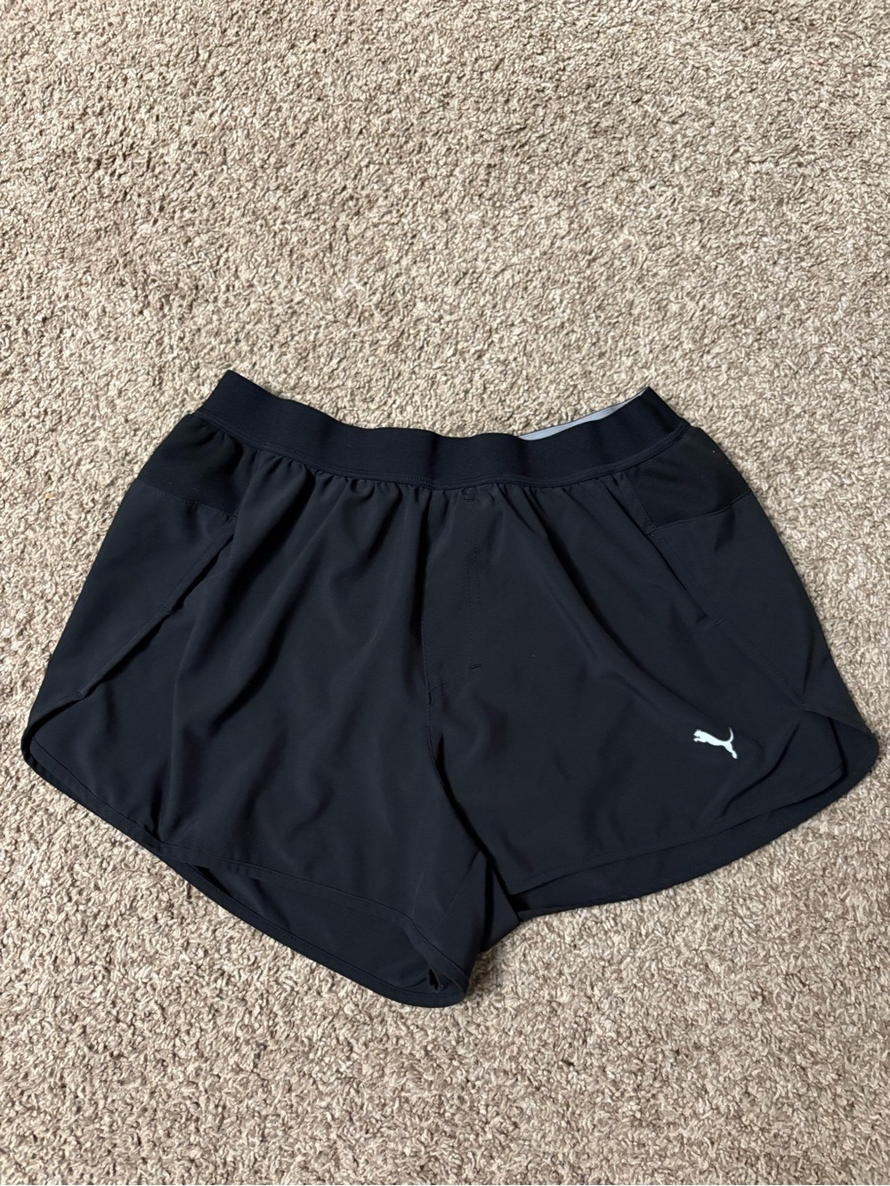 PUMA Black Women's Athletic Running Shorts with Logo